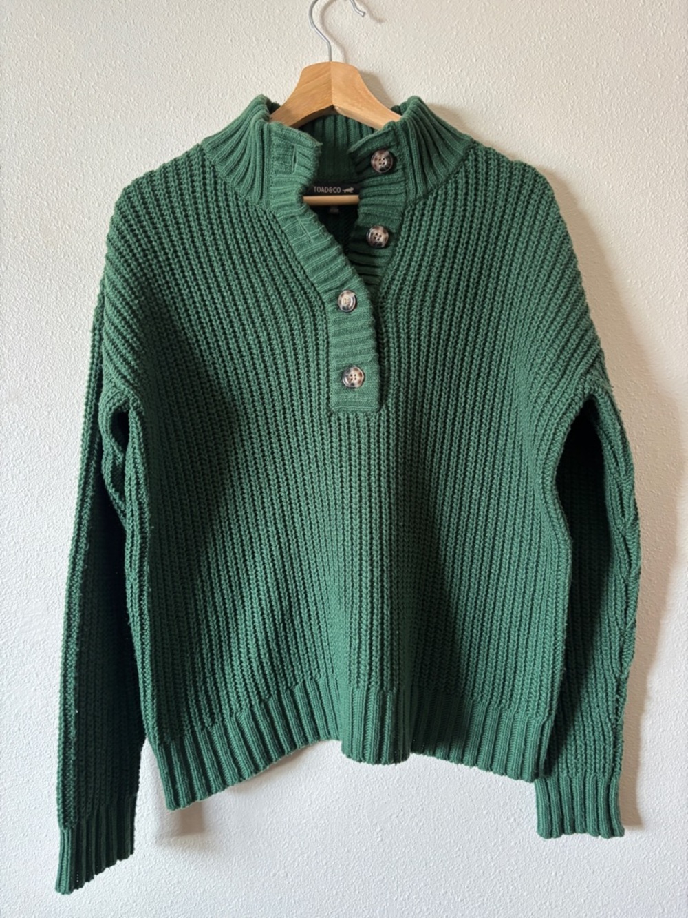 Toad&CO Moss Point Henley Sweater Green Size Small